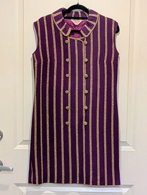 EUC 60s Creation Terkel de Paris 10 Purple and Gold Wool Vest